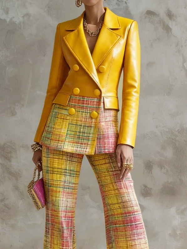 Long-sleeved Shirt And Leather Belt Wide-leg Pants Two-piece Set — image 9