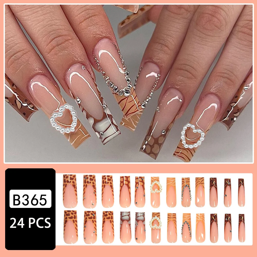 Long-tube Crocodile-pattern French False Nails — image 4