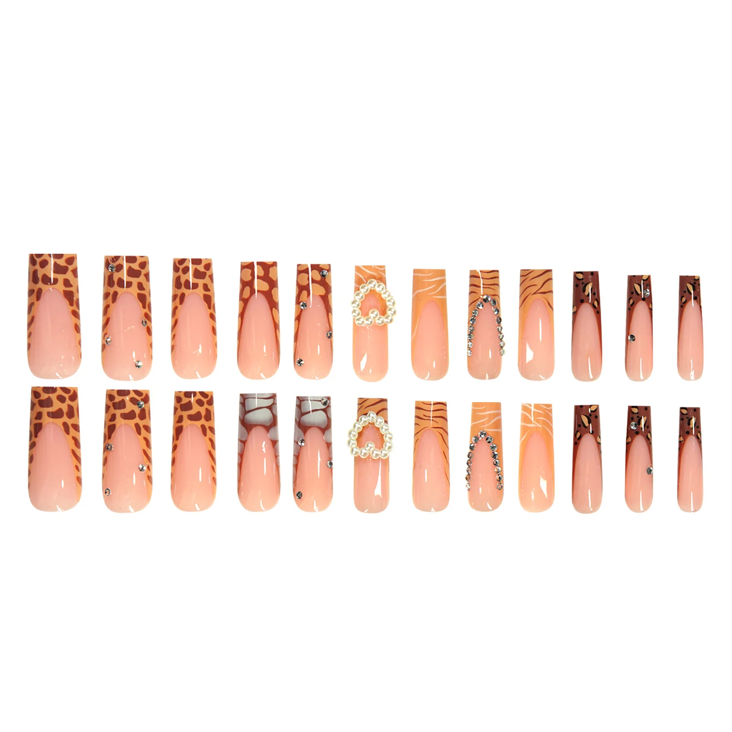 Long-tube Crocodile-pattern French False Nails — image 5