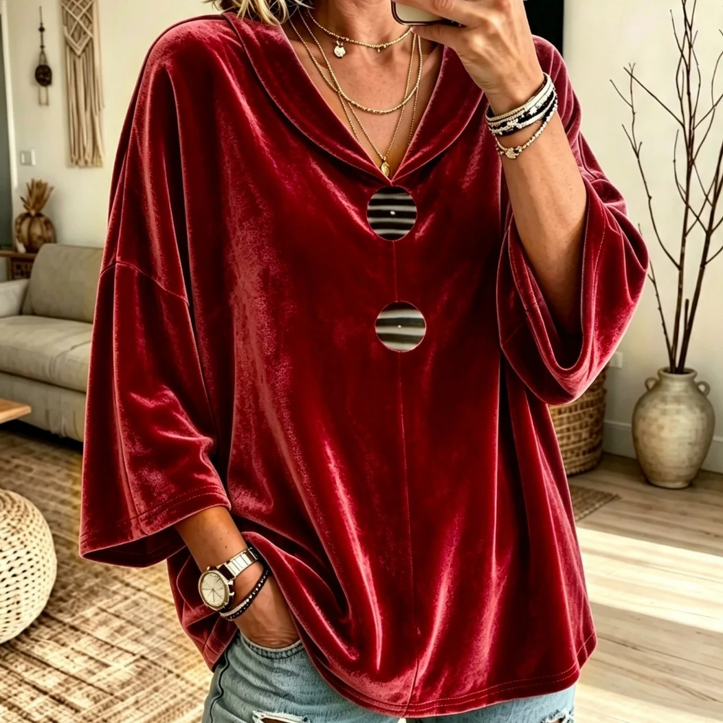 Loose-fitting Womens Casual Top With A Half-placket And Buttons — image 4