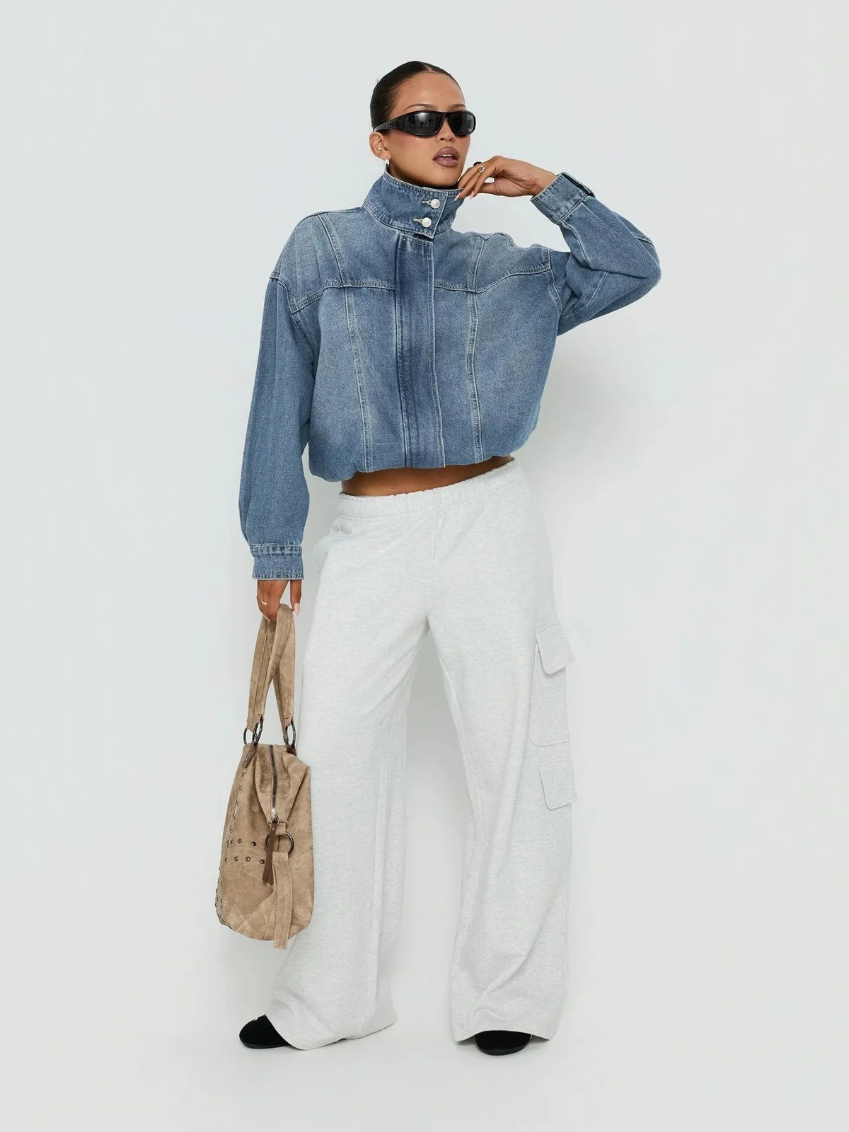 Loose Washed Denim Cross-borderretro Stand-collar Jacket — image 2