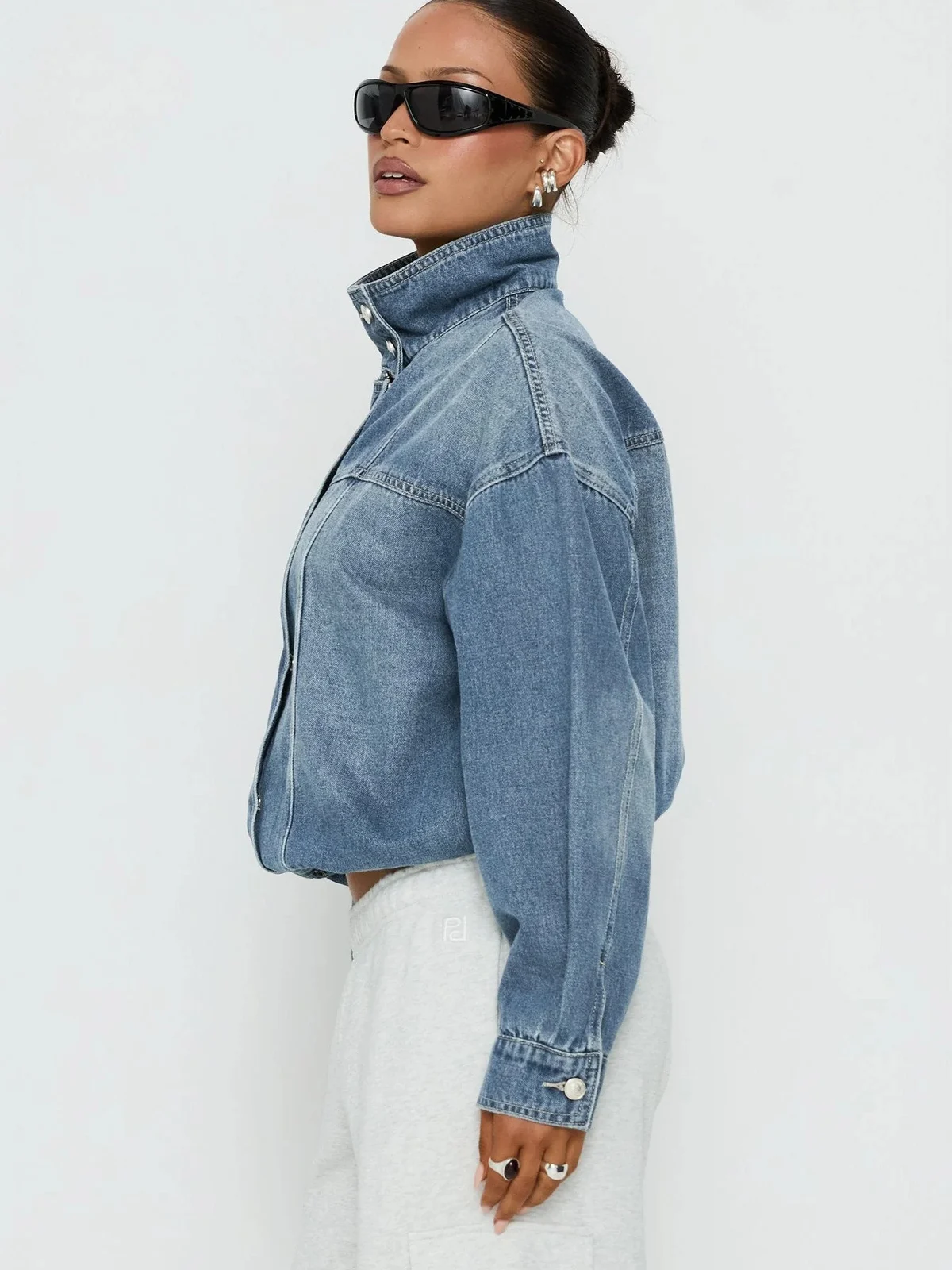 Loose Washed Denim Cross-borderretro Stand-collar Jacket — image 5