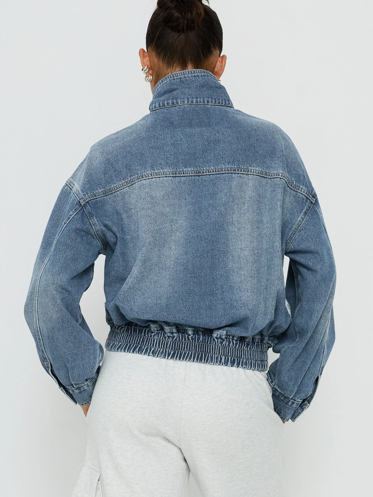 Loose Washed Denim Cross-borderretro Stand-collar Jacket — image 6