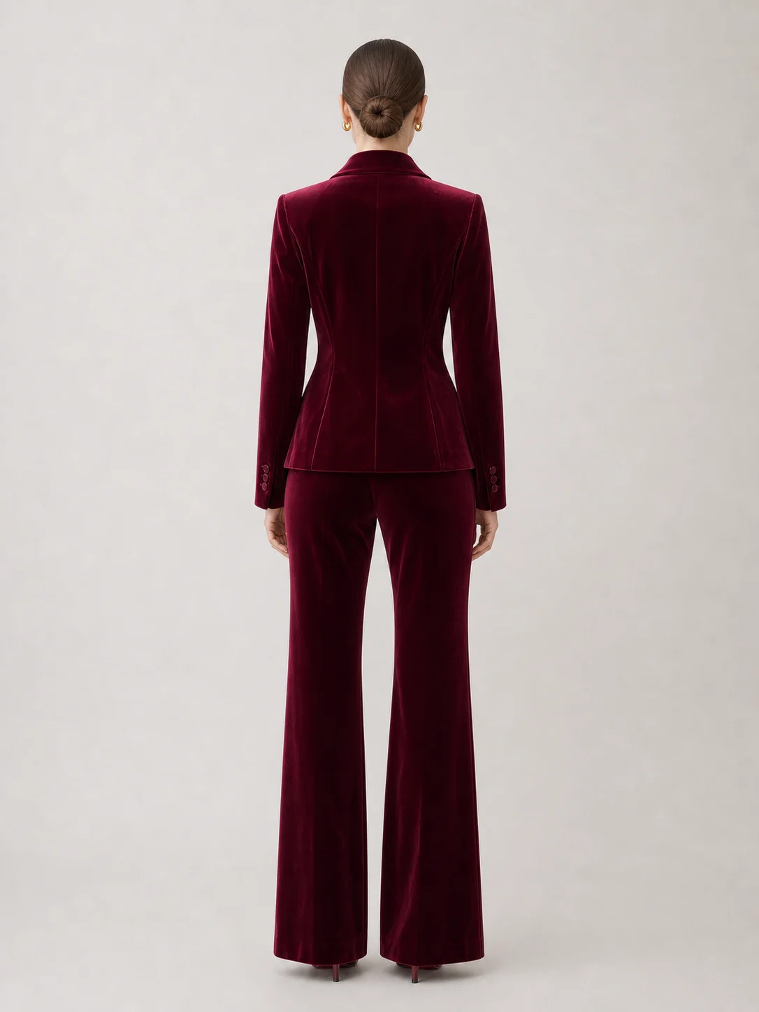 Lucia Wine-burgundy Velvet-look Suit Set — image 1