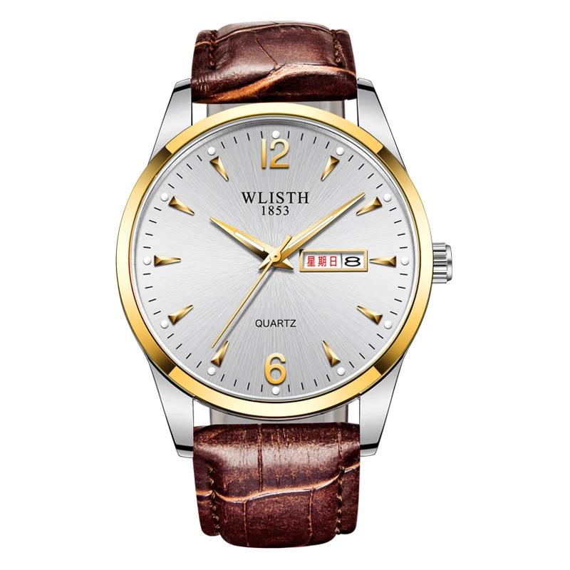 Luminous Waterproof Leather-strap Quartz Watch For Men — image 7