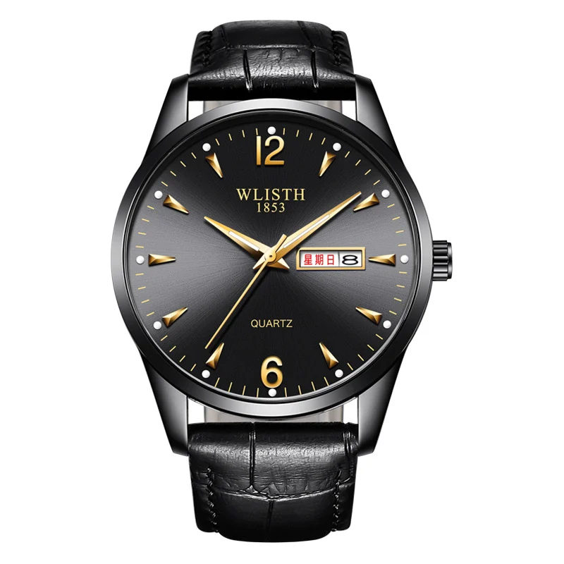 Luminous Waterproof Leather-strap Quartz Watch For Men — image 3