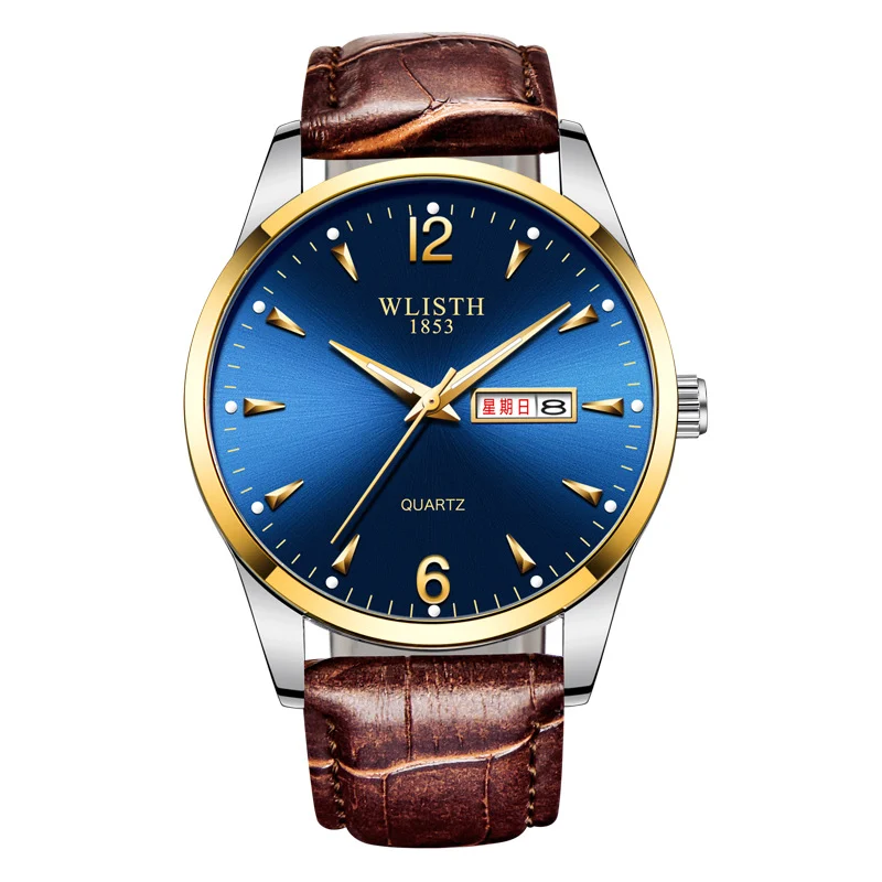 Luminous Waterproof Leather-strap Quartz Watch For Men — image 6