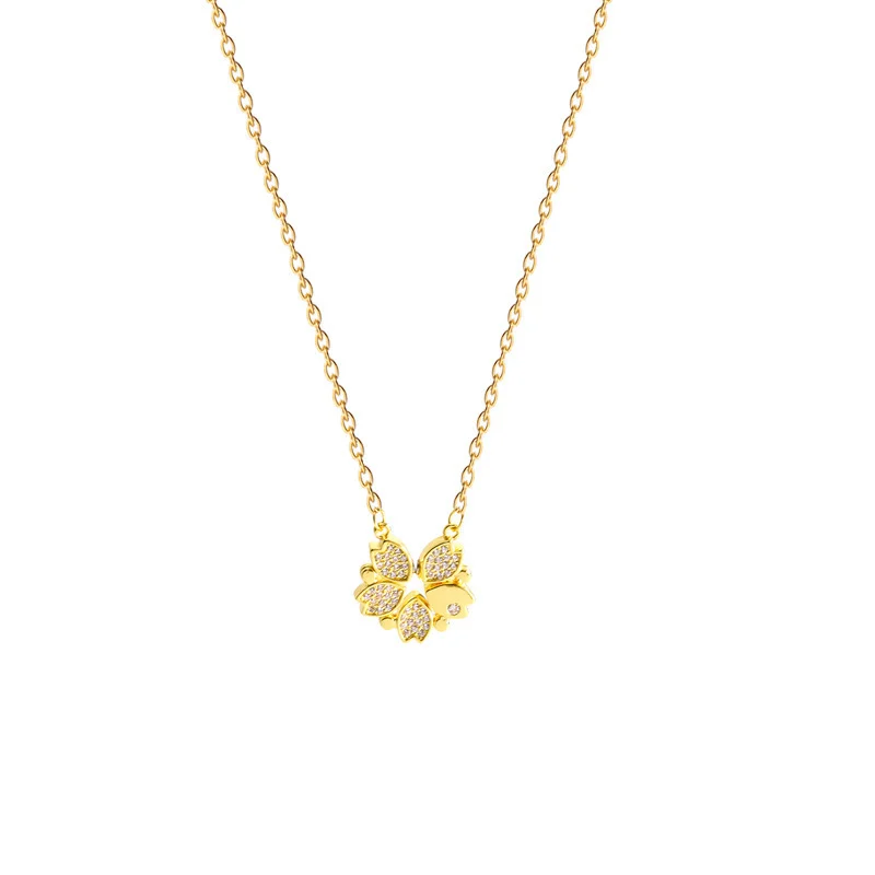 Luxury Four Leaf Clover Pendant Necklace Stainless Steel Crystal Heart Jewelry For… — image 6
