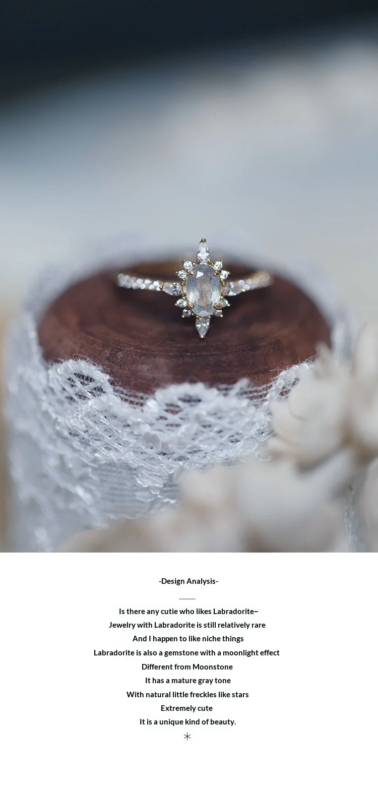 Luxury Retro Cool Natural Labradorite Court 925 Sterling Silver Gold Plated Ring — image 5