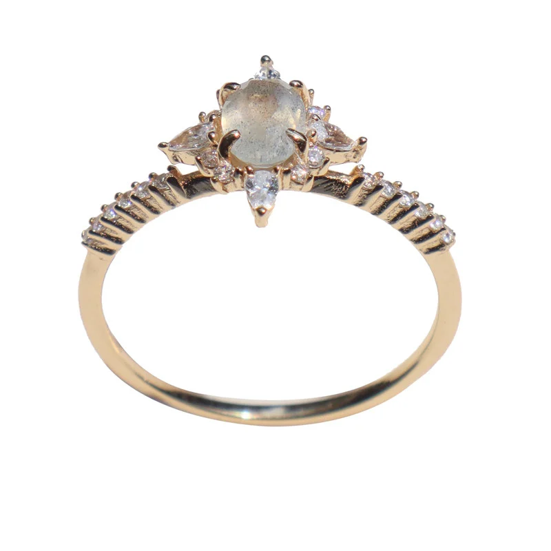 Luxury Retro Cool Natural Labradorite Court 925 Sterling Silver Gold Plated Ring — image 2