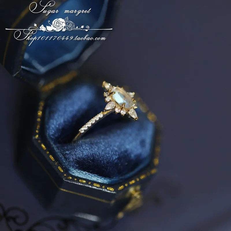 Luxury Retro Cool Natural Labradorite Court 925 Sterling Silver Gold Plated Ring — image 7