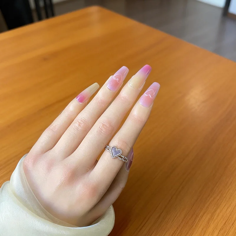 Macaron Cat-eye Heart Press-on Nails — image 3