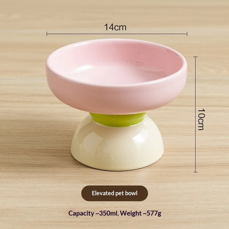 Macaron Color-block Ceramic Elevated Pet Bowl — image 4