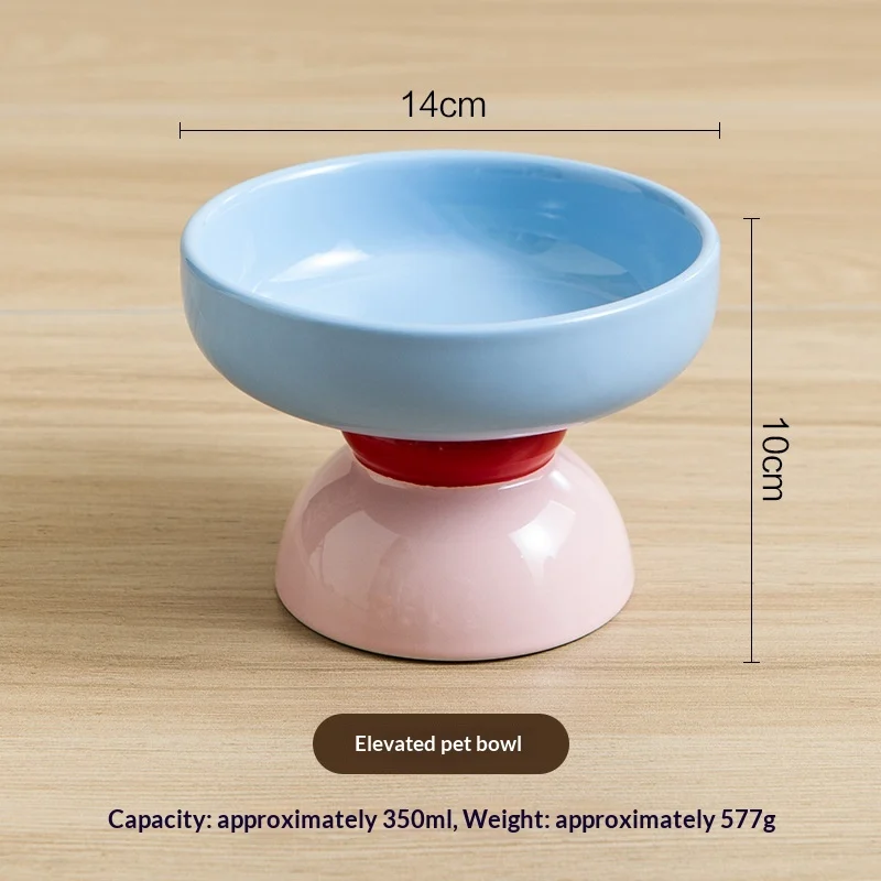 Macaron Color-block Ceramic Elevated Pet Bowl — image 8