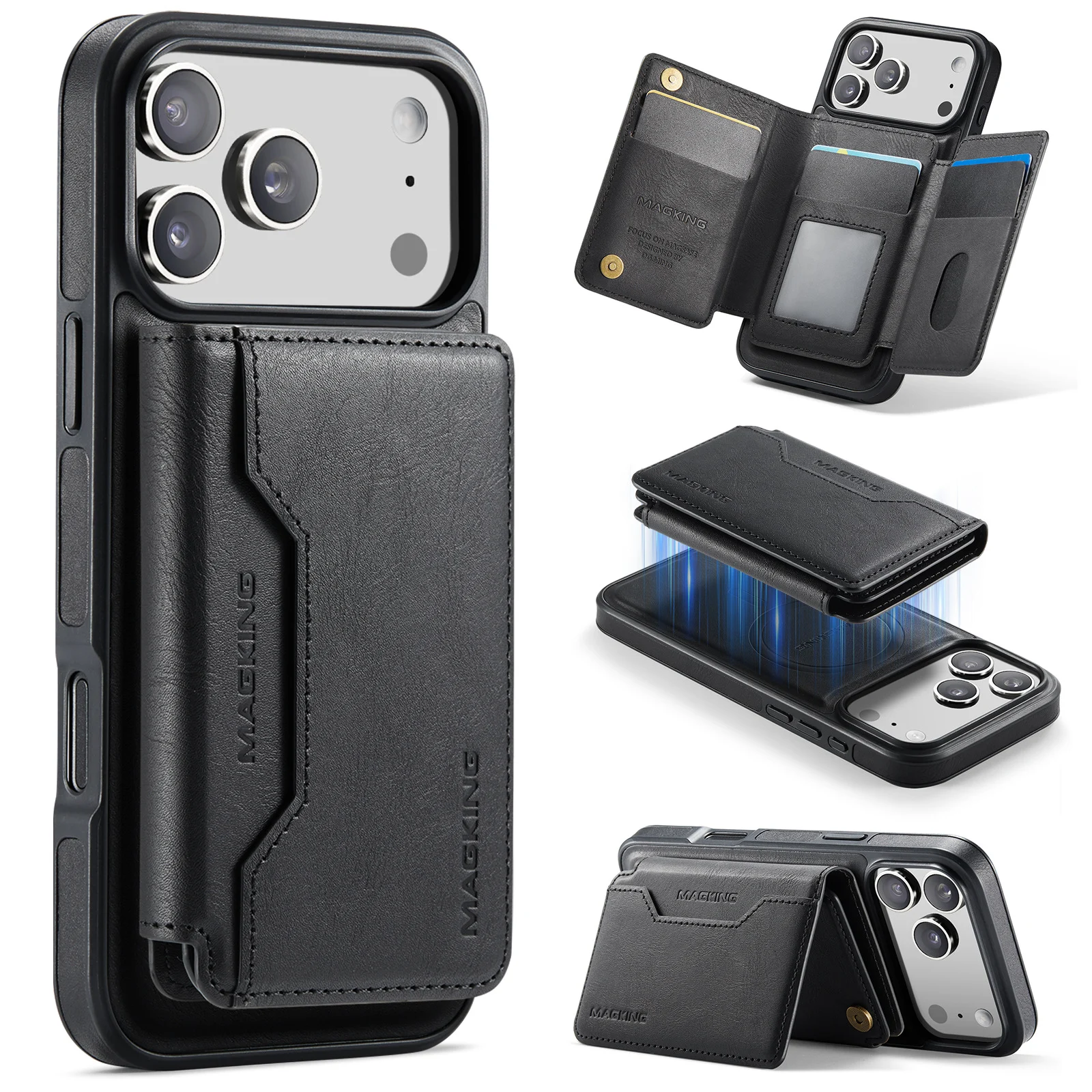 Magnetic Wireless Charging Phone Case Protective Leather Cover — image 4