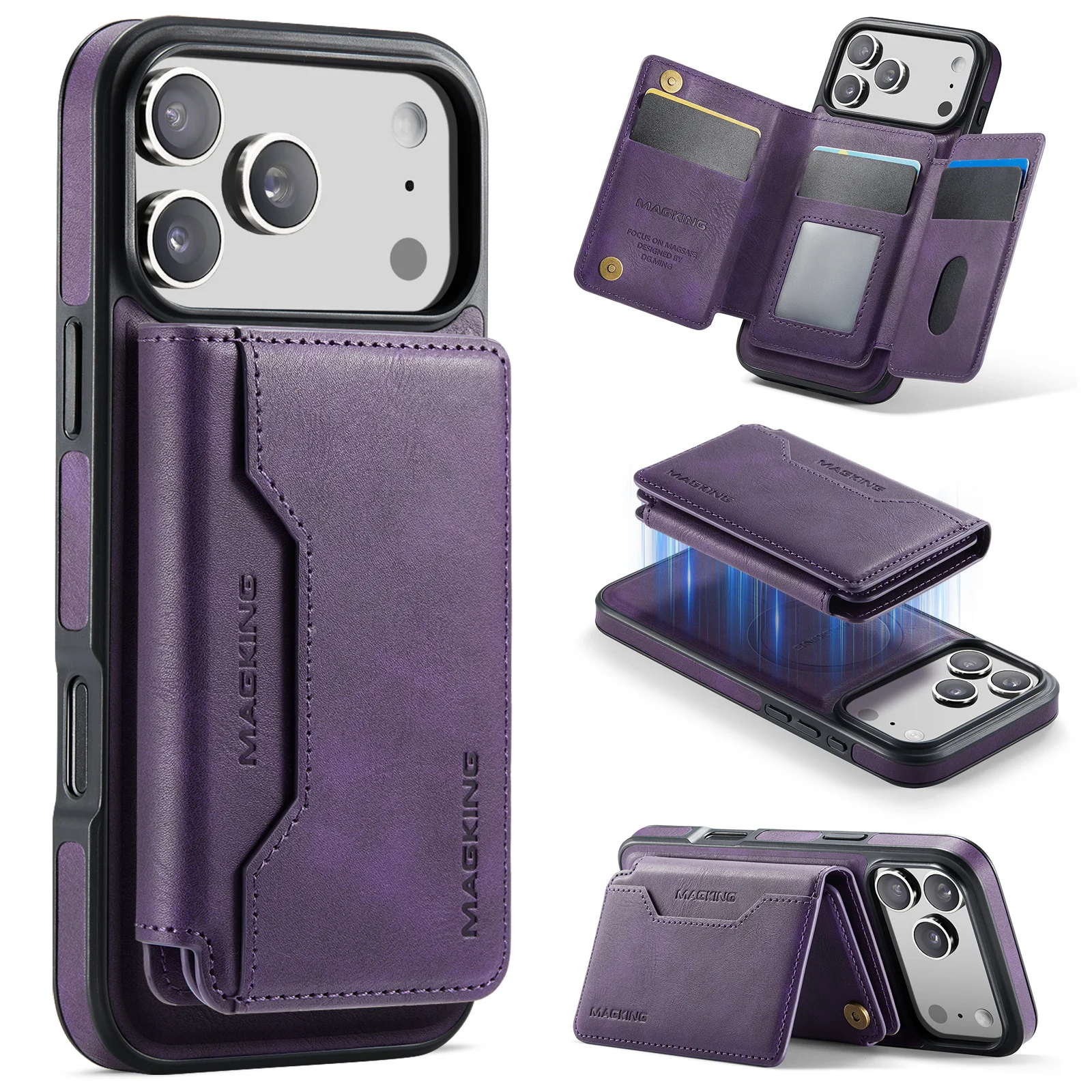 Magnetic Wireless Charging Phone Case Protective Leather Cover — variant image