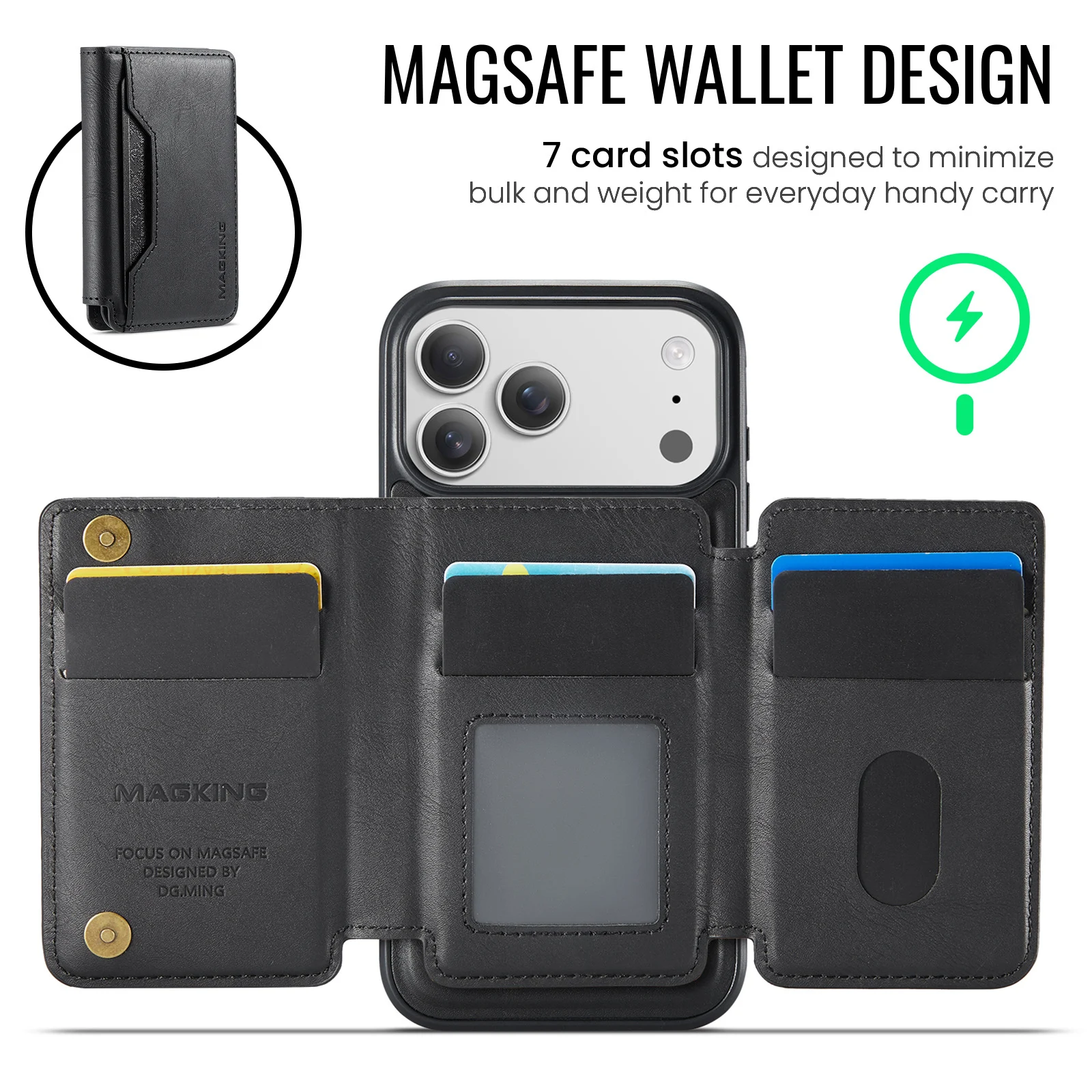 Magnetic Wireless Charging Phone Case Protective Leather Cover — image 2