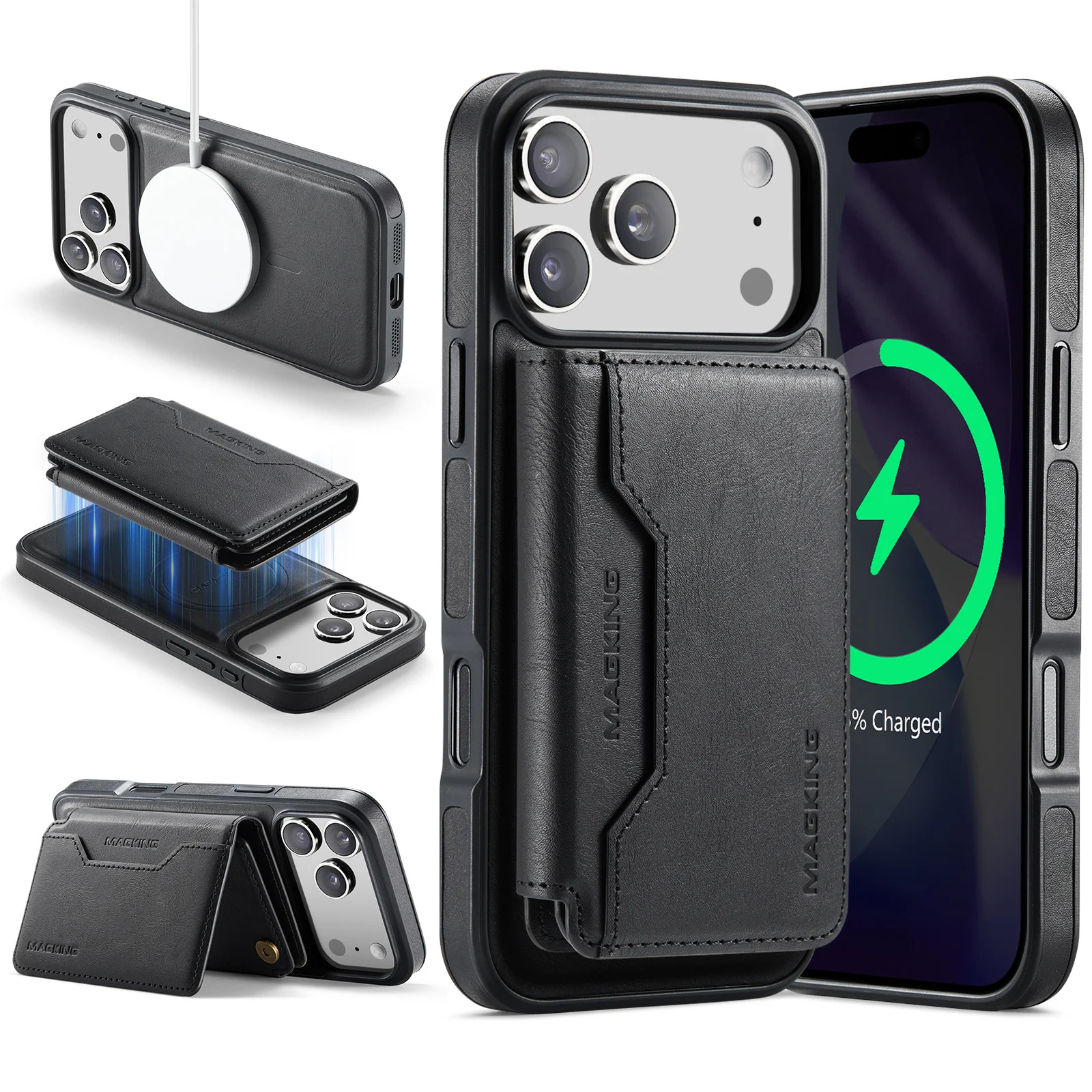 Magnetic Wireless Charging Phone Case Protective Leather Cover — image 5