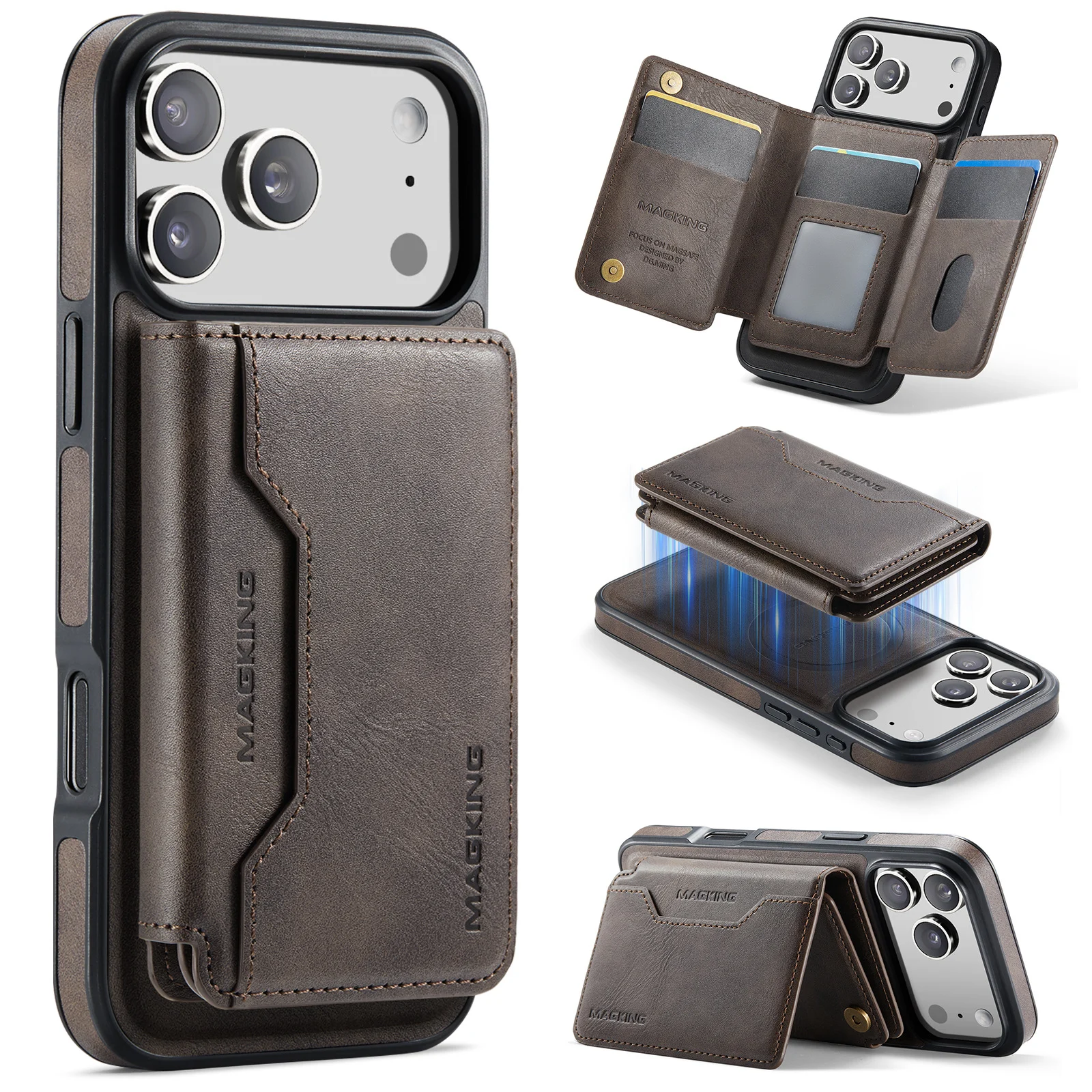 Magnetic Wireless Charging Phone Case Protective Leather Cover — variant image