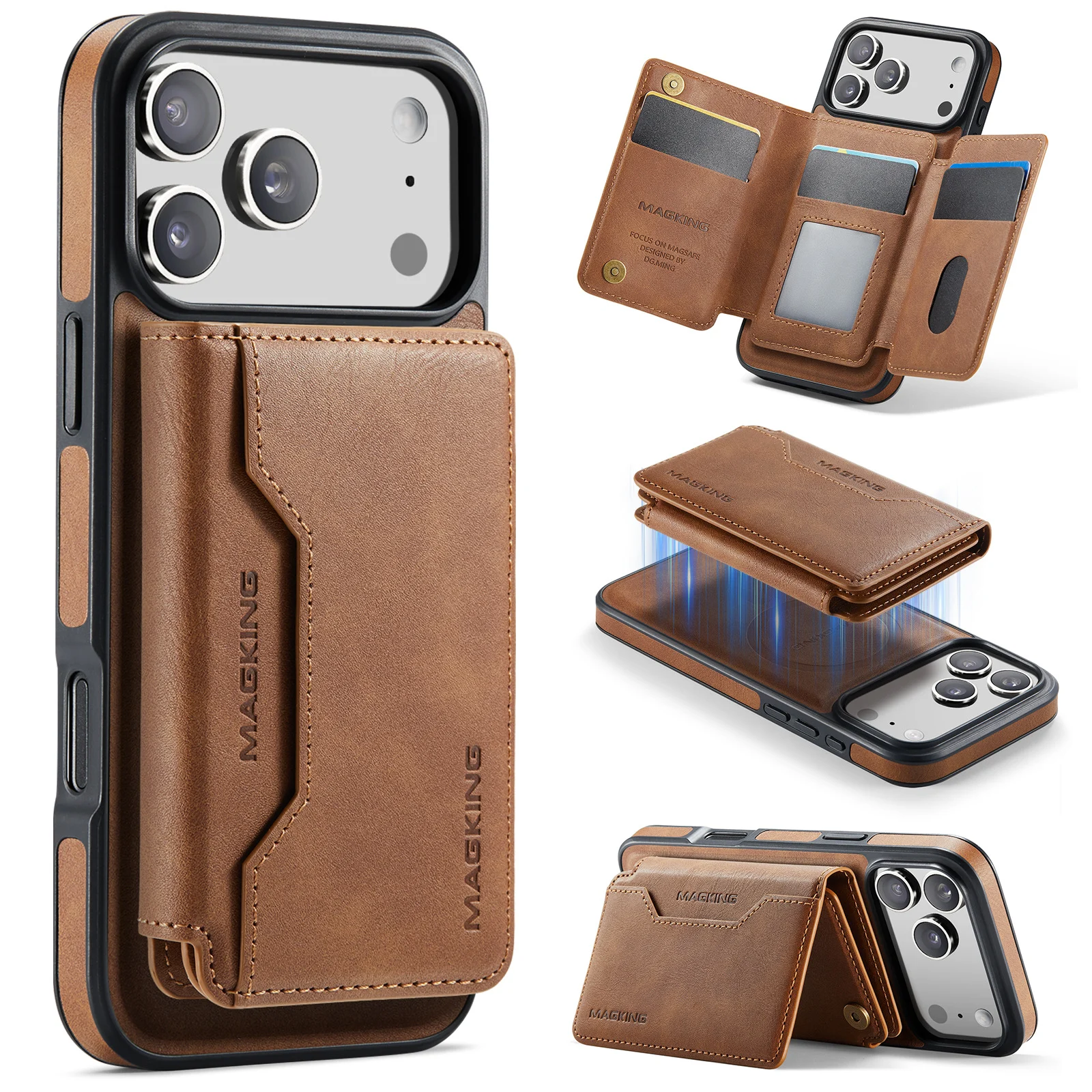 Magnetic Wireless Charging Phone Case Protective Leather Cover — variant image