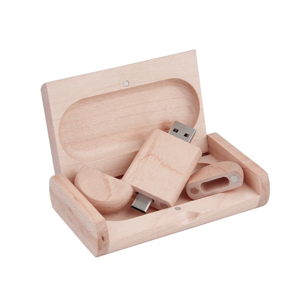 Maple Box Carved Wooden 2 In 1 Mobile Phone U-disk TYPE-C — image 3
