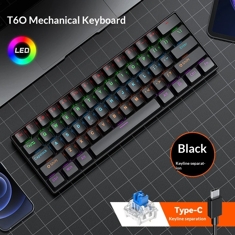 Mechanical Keyboard Tea Switches 61 Keys Detachable Cable — image 3