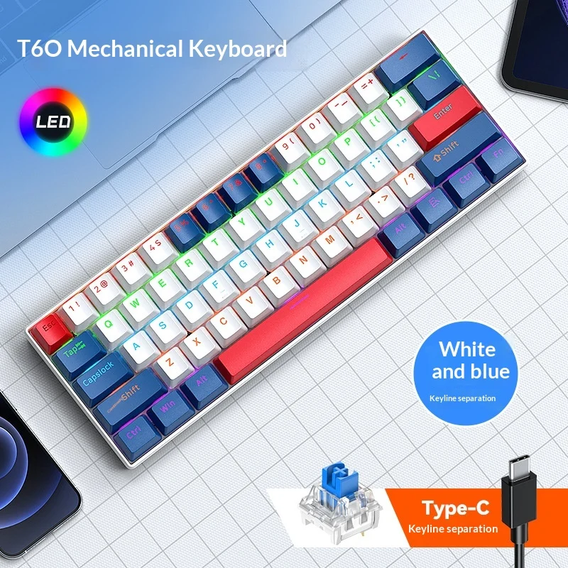 Mechanical Keyboard Tea Switches 61 Keys Detachable Cable — image 7
