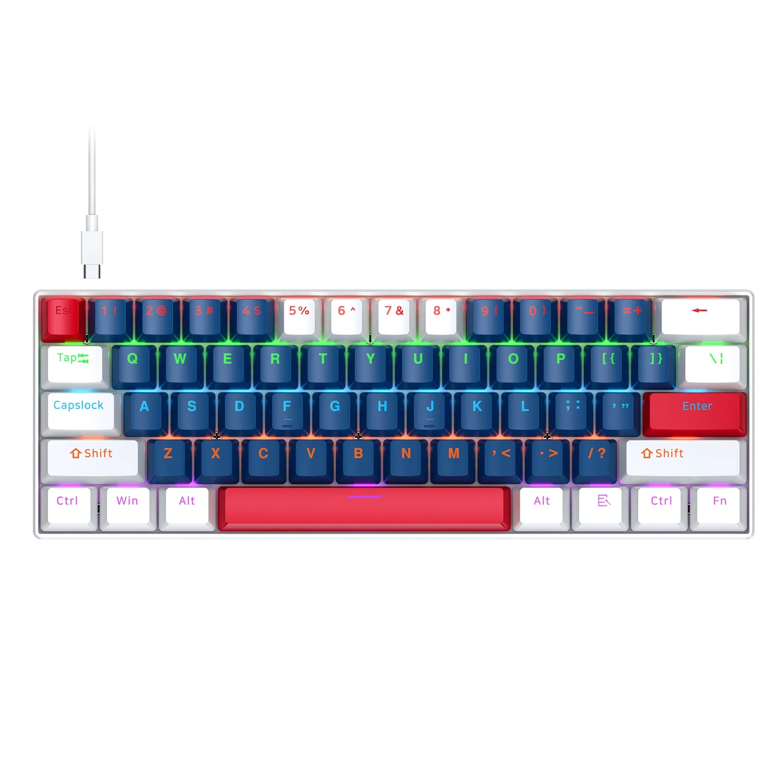 Mechanical Keyboard Tea Switches 61 Keys Detachable Cable — image 6