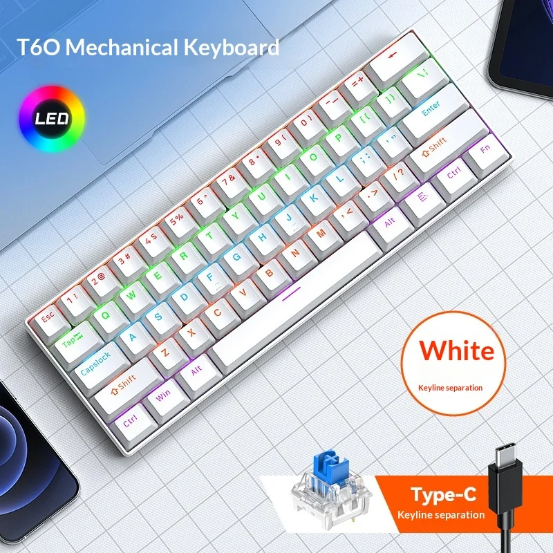 Mechanical Keyboard Tea Switches 61 Keys Detachable Cable — image 4