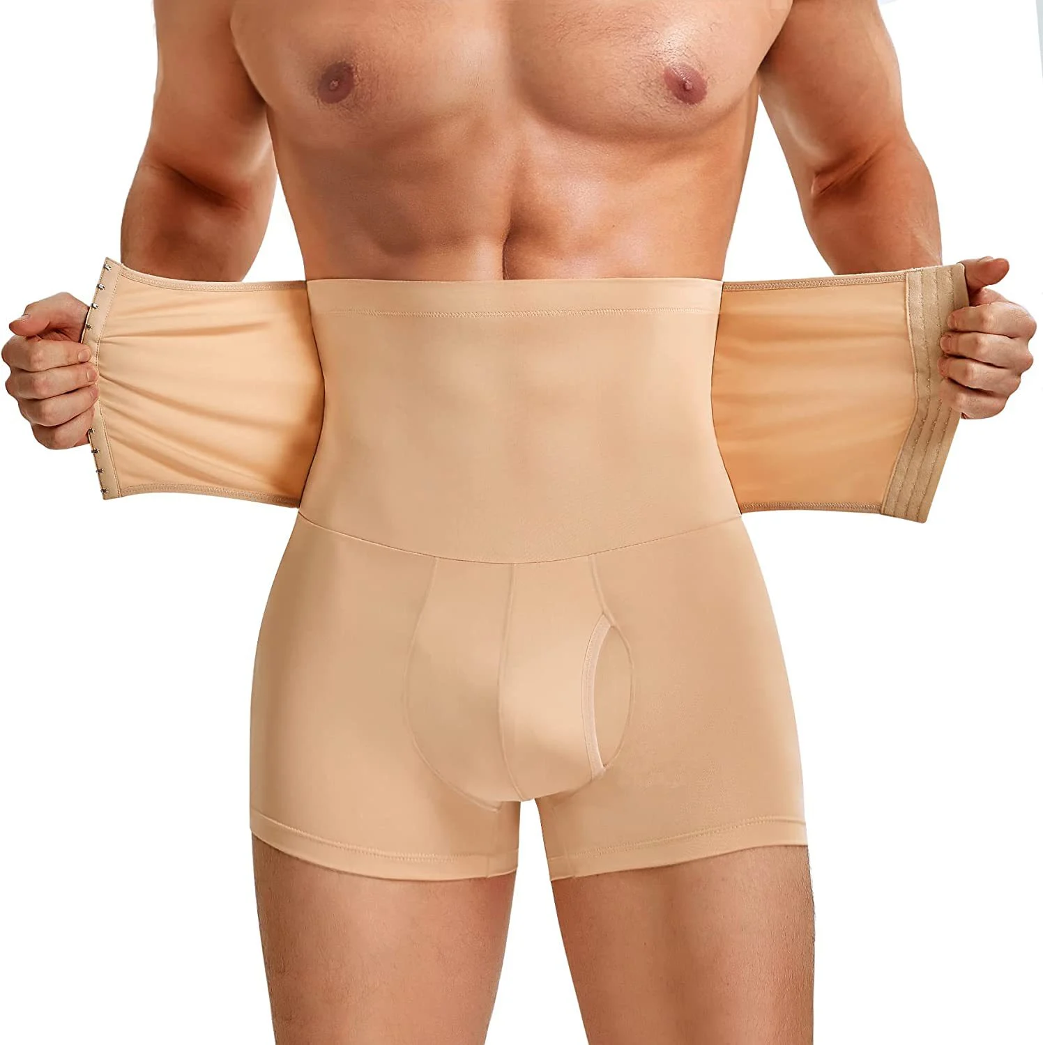 Men High Waist Shapewear Boxer Briefs With Adjustable Hooks Compression Tummy Control… — image 1