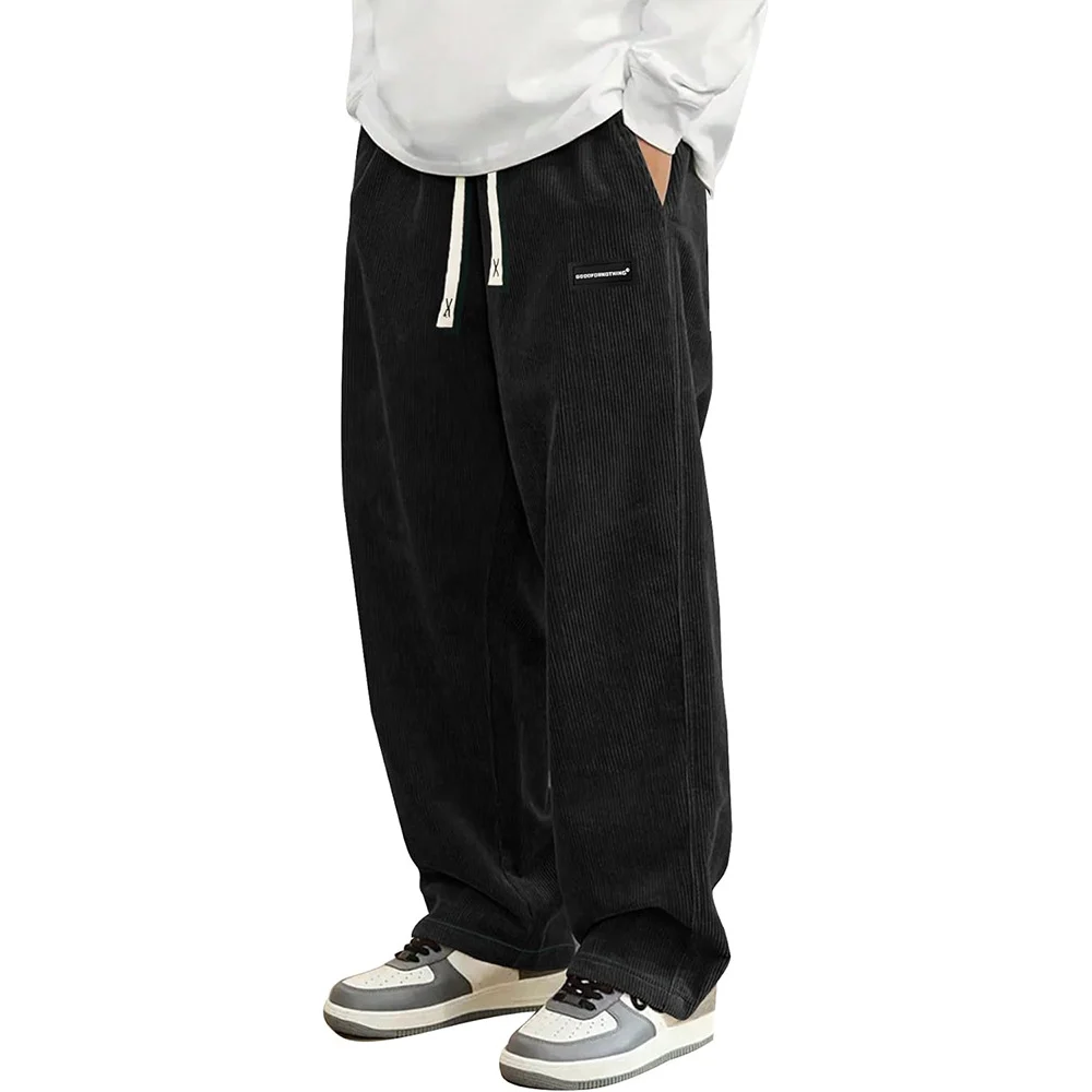 Men Loose-fit Drawstring Pocket Trousers — image 3