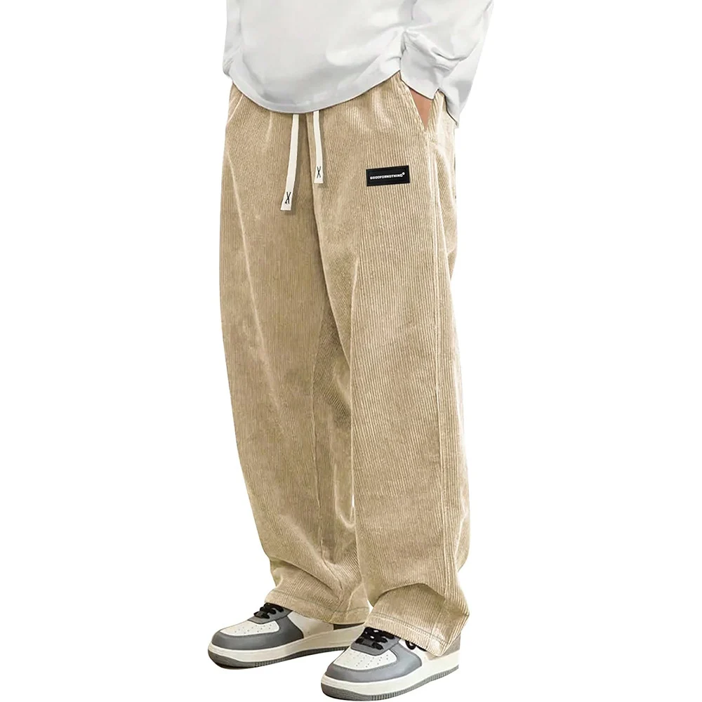 Men Loose-fit Drawstring Pocket Trousers — image 5