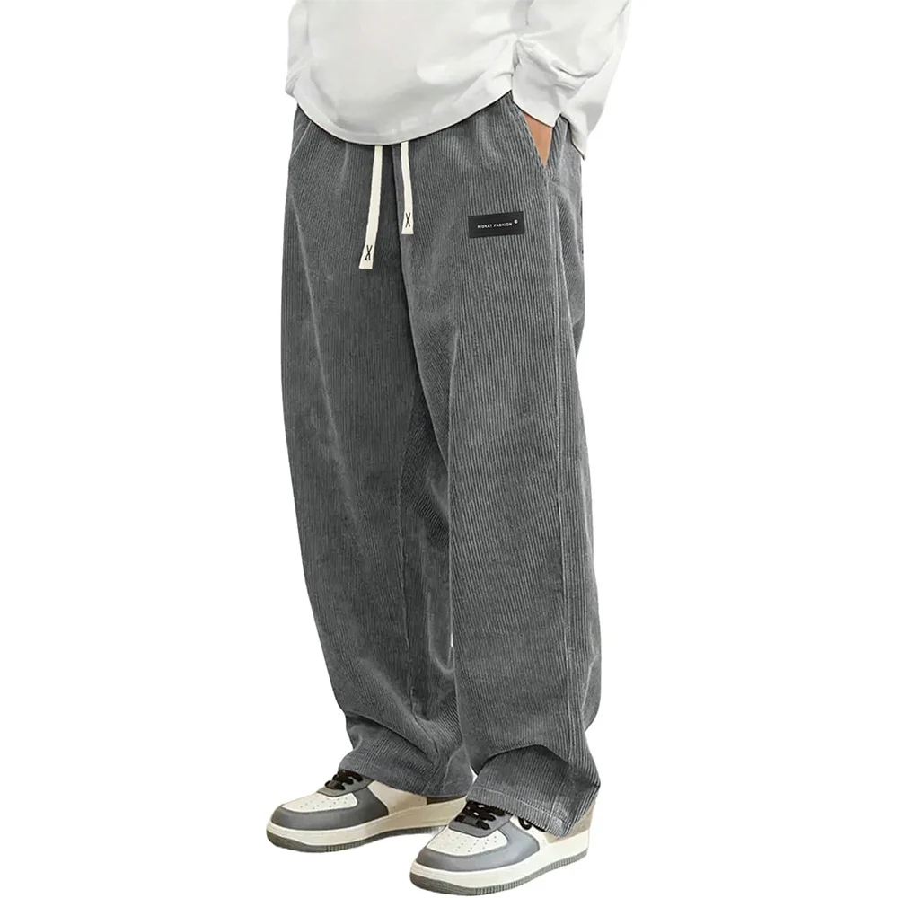 Men Loose-fit Drawstring Pocket Trousers — image 8