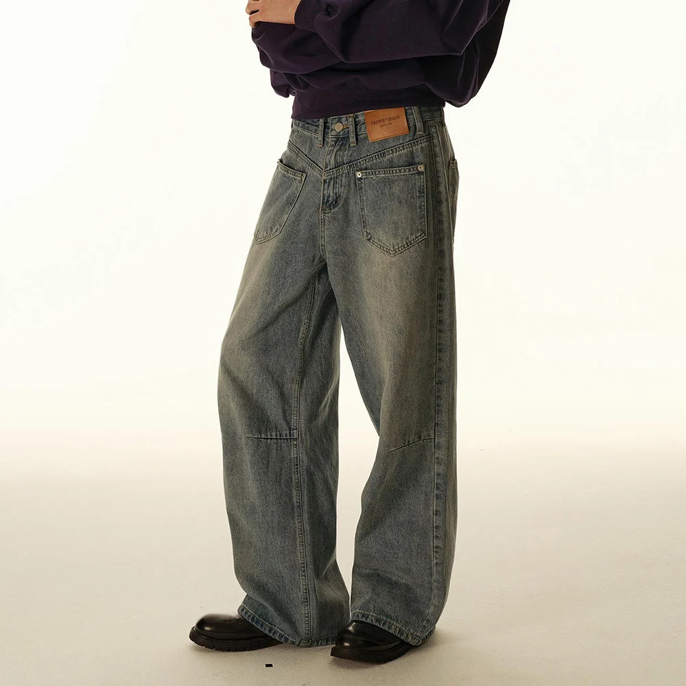 Men's American-style Vintage Washed Patchwork Reverse-wear Denim Jeans — image 6