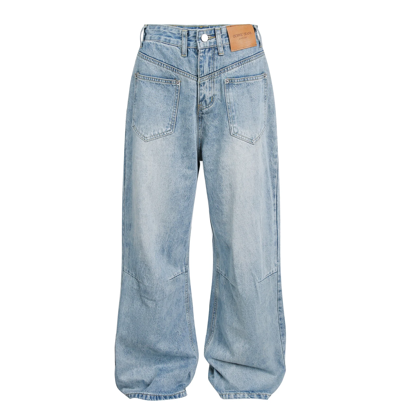 Men's American-style Vintage Washed Patchwork Reverse-wear Denim Jeans — image 2