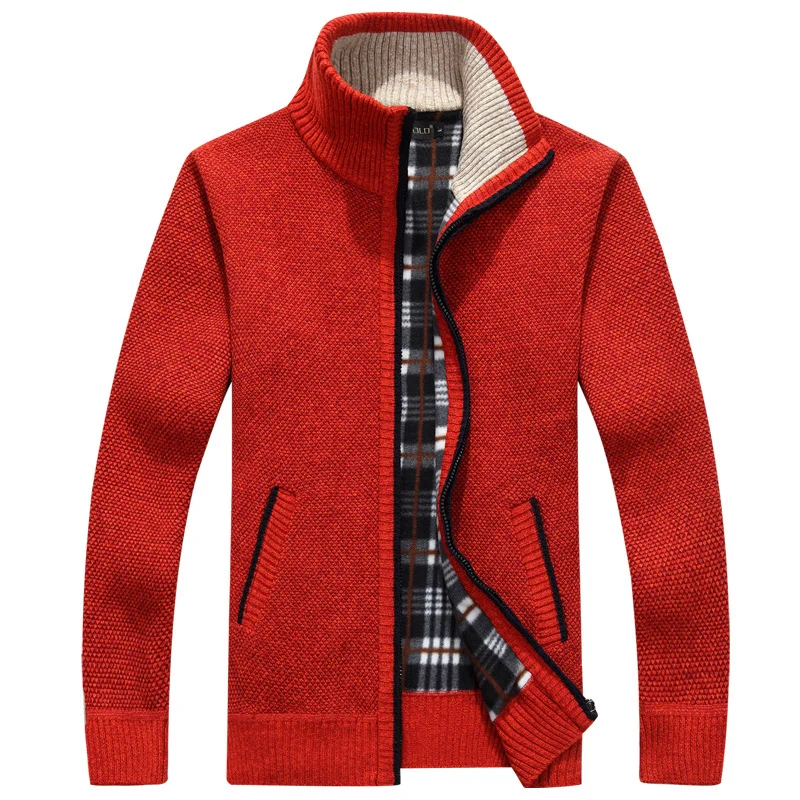 Men's Autumn And Winter Cardigan Zipper Sweater Thickened Fleece-lined Collar Loose… — image 5