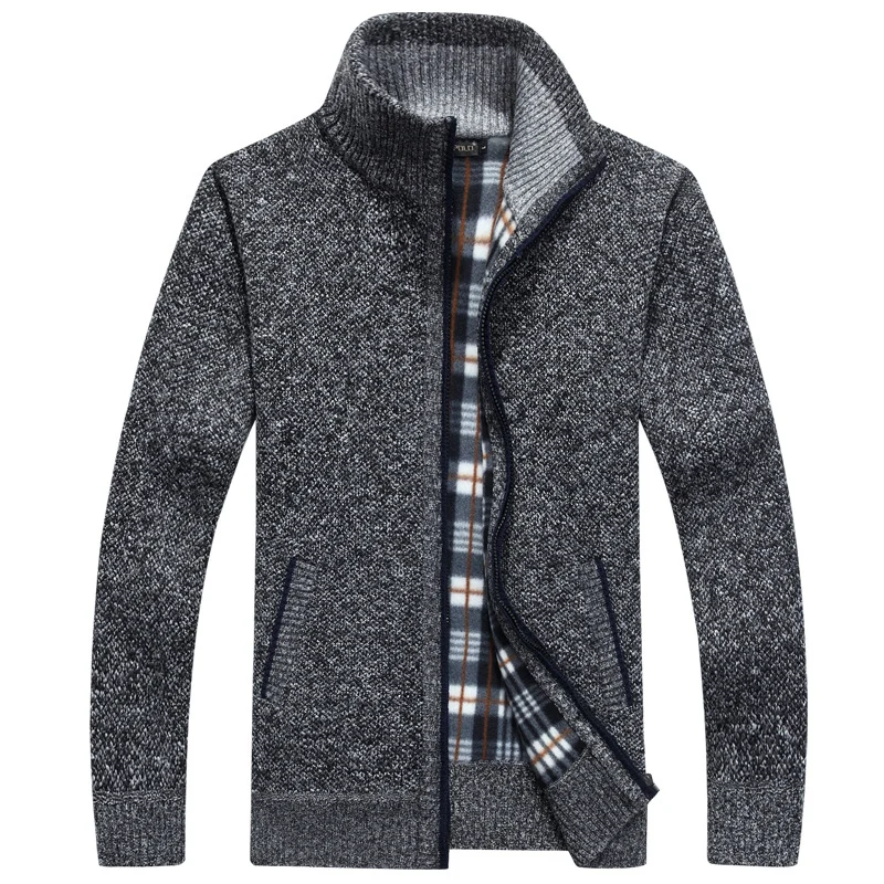 Men's Autumn And Winter Cardigan Zipper Sweater Thickened Fleece-lined Collar Loose… — image 10