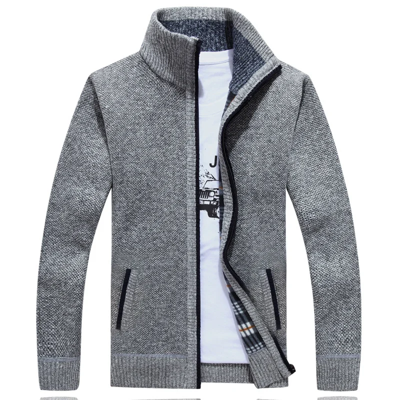 Men's Autumn And Winter Cardigan Zipper Sweater Thickened Fleece-lined Collar Loose… — image 4