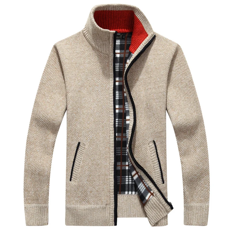 Men's Autumn And Winter Cardigan Zipper Sweater Thickened Fleece-lined Collar Loose… — image 7