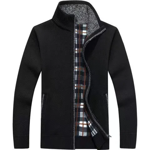 Men's Autumn And Winter Cardigan Zipper Sweater Thickened Fleece-lined Collar Loose… — image 9