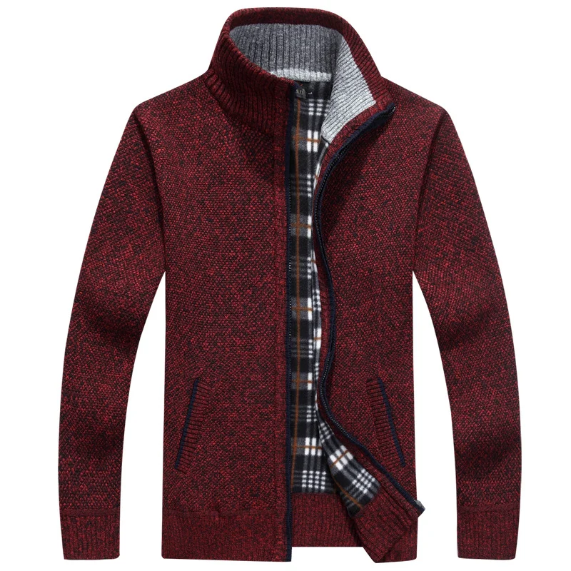 Men's Autumn And Winter Cardigan Zipper Sweater Thickened Fleece-lined Collar Loose… — image 8