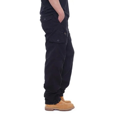 Men's Casual Cotton Work Pants With Elastic Waist, Large Size, Multi-pocket, Loose… — image 2