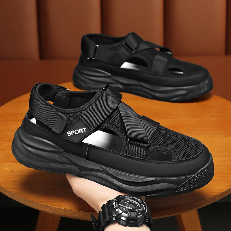 Men's Casual Sandals, Versatile Breathable Hollow-out Cool Sandals With Hook & Loop… — image 6