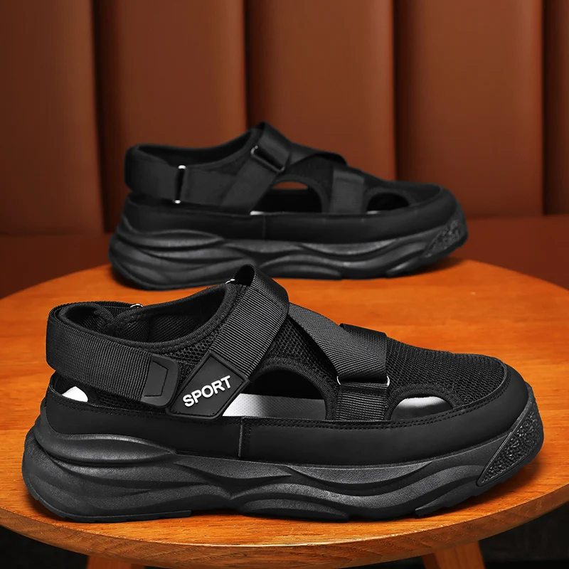 Men's Casual Sandals, Versatile Breathable Hollow-out Cool Sandals With Hook & Loop… — image 5
