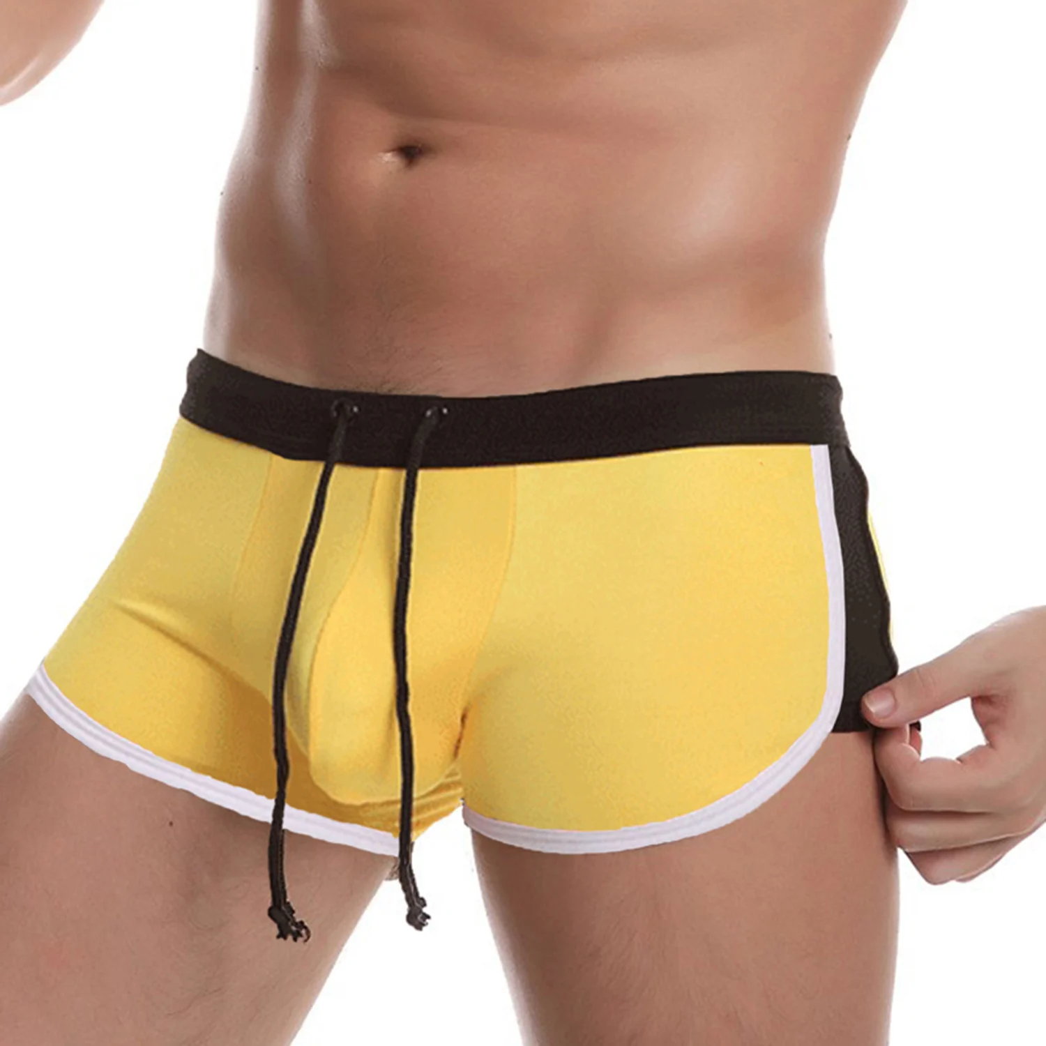 Men's Color Block Swim Trunks Quick Dry Drawstring Waist Beach Shorts Plus Size… — image 4