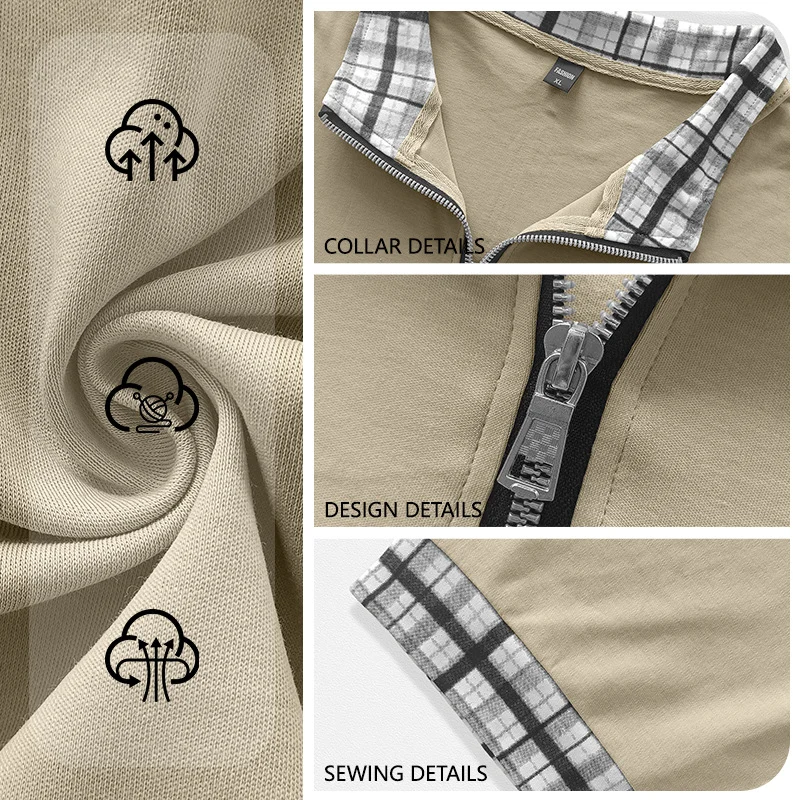 Men's Cotton Fake Two Piece T Shirts, Half Zip Lapel Short Sleeve Spliced Breathable… — image 2