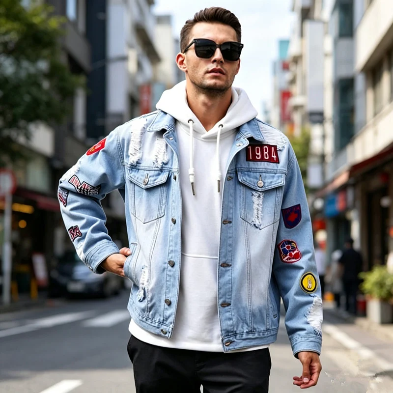 Men's Denim Jacket With Decal Coat — image 5