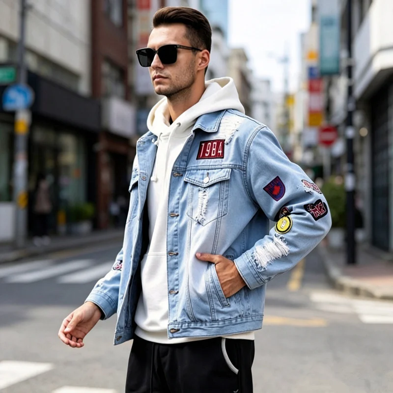 Men's Denim Jacket With Decal Coat — image 3