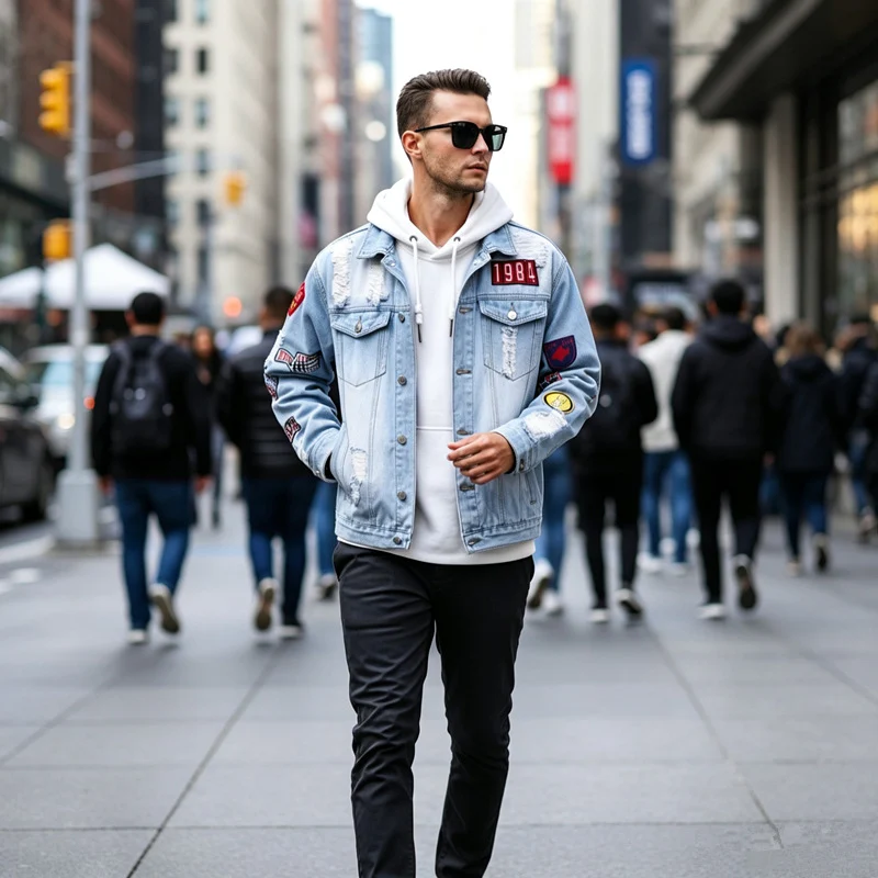 Men's Denim Jacket With Decal Coat — image 4