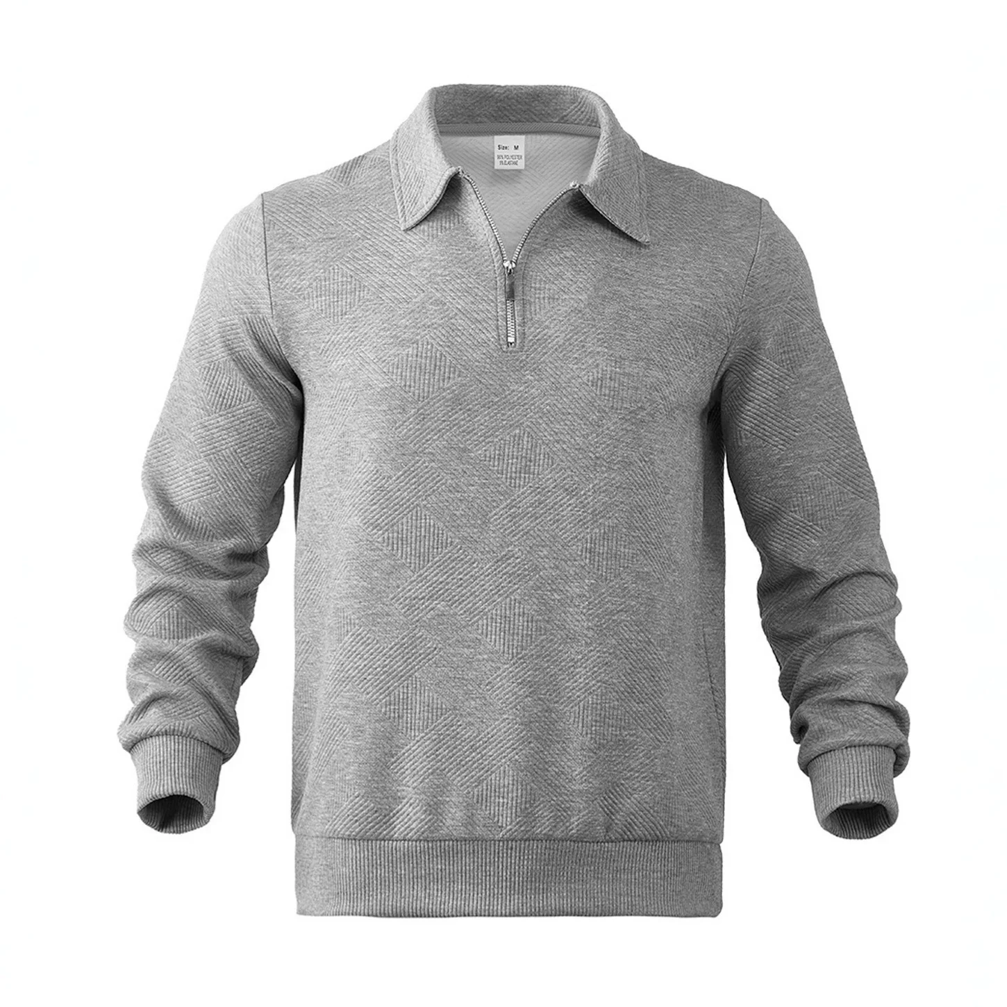 Men's European-size Jacquard Top Spring And Autumn New Long Sleeve Lapel Half Cardigan… — image 8